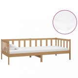 Cumpara ieftin Pat de zi cu saltea, maro miere, 90x200 cm, lemn masiv de pin