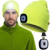 Caciula de iarna cu lanterna LED USB, galben neon, unisex, Trizand