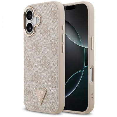Husa MagSafe pentru Apple iPhone 17, Guess, 4G Triangle Logo, Roz Aurie foto