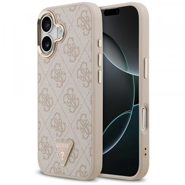 Husa MagSafe pentru Apple iPhone 17, Guess, 4G Triangle Logo, Roz Aurie