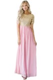 D677-57 Rochie maxi din chiffon si imitatie paiete, M/L