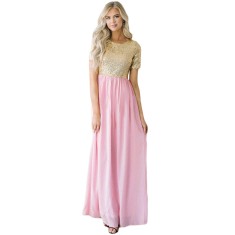 D677-57 Rochie maxi din chiffon si imitatie paiete