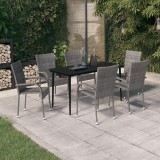 vidaXL Set de servit masa pentru grădină, 7 piese, gri și negru