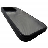 Husa spate plastic Carbon gri transparent si TPU negru pentru Apple iPhone 15 Pro
