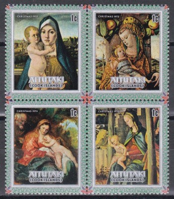 Aitutaki 1973 - Crăciun - Picturi, in Bloc, MNH foto