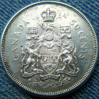 2o - 50 Cents 1964 Canada / argint 29.72 mm foto