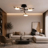 Plafonieră LED Modernă Erste Kara 30W 1800lm 3000K 520x80mm Negru Auriu Corp Iluminat Interior Elegant Design Geometric pentru Living Dormitor