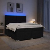 Cumpara ieftin Pat boxspring cu saltea Negru 160 x 200 cm Tesatura