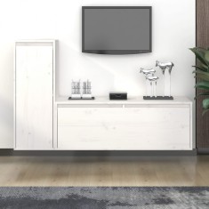 Gossi comode tv, 2 buc., alb, lemn masiv de pin