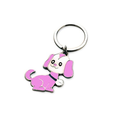 Medalion pentru Caini cu pietricica, in forma de Caine, 3cm, Ropet, Roz foto
