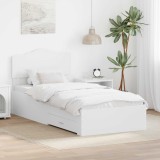 VidaXL Cadru de pat cu headboard Alb 90 x 200 cm Lemn compozit 3413238