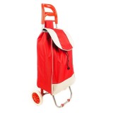 Cumpara ieftin Carucior pentru cumparaturi, cu doua roti din plastic, cadru metalic, margine de sprijin, rosu