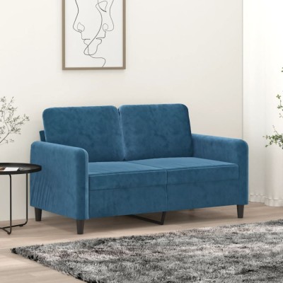 vidaXL Canapea cu 2 locuri, albastru, 120 cm, catifea 359441 foto