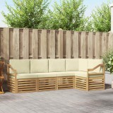 vidaXL Set canapea sectională 5 pcs Alb și crem Lemn Solid de Acacia 3391850