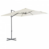 VidaXL Umbrelă suspendată cu st&acirc;lp din oțel, nisipiu, 250 x 250 cm