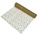 Tesatura Decorativa Craciun, Plasa cu Glitter, Bej Sampanie, Lungime 5m x Latime 48cm, Poliester, Oem
