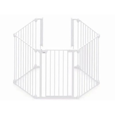 Tarc de siguranta pentru copii modular cu 5 panouri, metal alb, Noma foto