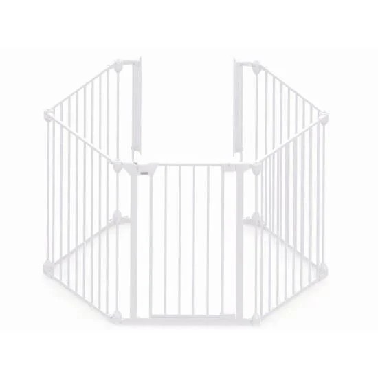 Tarc de siguranta pentru copii modular cu 5 panouri, metal alb, Noma