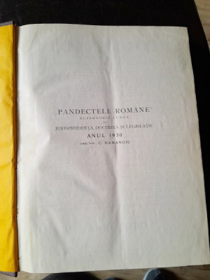 Pandectele romane pe anul 1930 , C. Hamangiu foto