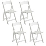 HOMCOM Set de 4 scaune pliabile din rășină și PU, scaune portabile pentru interior și exterior, 45x44x78cm, alb | Aosom Romania