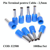 Cumpara ieftin Pin Terminal de Cablu E2508 Albastru , Set 100 Buc