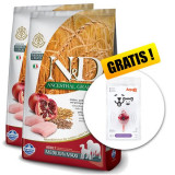 Cumpara ieftin Farmina N&amp;amp;D dog LG MEDIUM &amp;amp; MAXI Pui și rodie 2 x 12 kg + Arpalit NEO GRATUIT