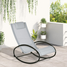 Outsunny Sezlong de Gradina cu Gravitate Zero, Balansoar Ergonomic cu Perna si Tesatura Respirabila pentru Interior si Exterior, Gri