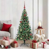 VidaXL Pom de Crăciun artificial pre-iluminat Verde 150cm PVC și Metal 3396757