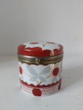 Caseta / cutie ceramica pentru bijuterii, vintage, cu margini de metal