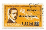 Romania (205) - 50 de ani de la moartea lui Aurel Vlaicu - supratipar,1963-oblit, Aviatie, Stampilat