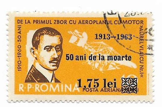 Romania (205) - 50 de ani de la moartea lui Aurel Vlaicu - supratipar,1963-oblit
