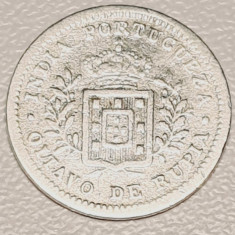 794 India Portugheza ⅛ Rupia 1881 Luíz I (Calcutta mint) km 309 argint