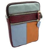Borseta Dama Umar Multicolora SummerVibe 14.5x20x2cm, Piele Naturala, Mini Geanta Fashion, Curea Detasabila, Compartimente Multiple