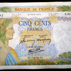 313 FRANTA WWII 500 FRANCS FRANCI 11.6.1941 SR. 592