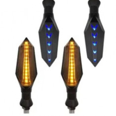 Semnale Led Motocicleta Atv Scuter Secventiale Galben si Albastru