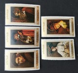 YEMEN A.R. - ARTA-Picturi REMBRANT- 5 v.-,DANTELATE, NEOB.** - YAR 094