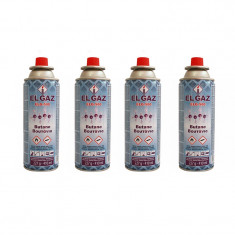 Set 4 rezerve spray gaz pentru arzator camping Nurgaz, 410 ml