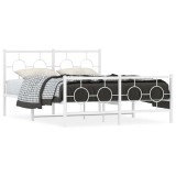 Cumpara ieftin Cadru de pat metalic cu tablie, alb, 140x200 cm