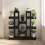 VidaXL Suport pentru plante, negru,104,5x25x109,5cm, lemn masiv de pin