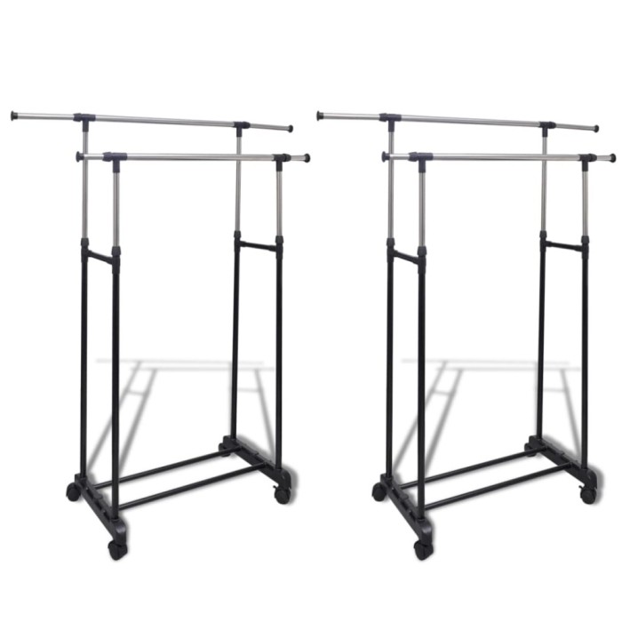 vidaXL Cuiere de haine reglabile, 2 buc., 2 bare suspendate 270182
