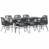Cumpara ieftin Set de sufragerie de gradina 9 piese neagra sticla polirattan