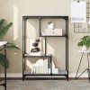 Raft biblioteca vidaXL gri sonoma, 81x36x115cm, lemn prelucrat/otel, stil industrial, depozitare carti, reviste, obiecte decorative