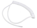 Cablu spiralat alb 0,2m-0,8m 4x0,15mm2 PUR 300V