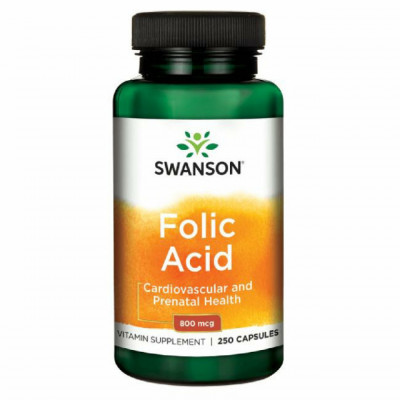 Acid Folic Vitamina B9 800 miligrame 250 capsule Swanson foto