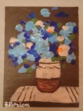 TABLOU PE PANZA CU SASIU NOU 30X40 CM VAS CU FLORI ACRILIC PRET 50 LEI NEGOCIABIL