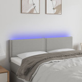 VidaXL Tăblie de pat cu LED, gri deschis, 144x5x78/88 cm, textil