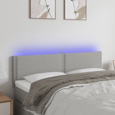 vidaXL Tăblie de pat cu LED, gri deschis, 144x5x78/88 cm, textil 3121470