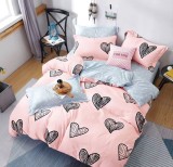 Cumpara ieftin Lenjerie Pat Pigeon Fx078, Bumbac, 4 Piese, Fara Elastic, Imprimeu, Roz