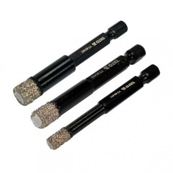 Set 3 burghie diamantate, Yato YT-60409, pentru placi ceramice, 1/4&amp;quot;, 6-8-10 mm foto