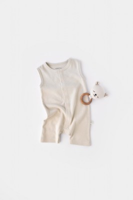 Salopeta fara maneci si pantaloni scurti - 100% bumbac organic - Stone, BabyCosy (Marime: 9-12 luni) foto